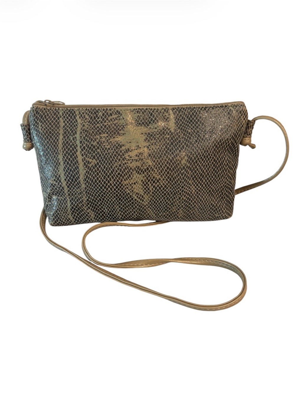 VintageBags By Pinky Miami Leather Crossbody Bag in Metallic Taupe/light green - Picture 1 of 5